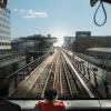 Child in front of driver-less Copenhagen Metro, Denmark